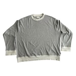 Oliver Spencer Crewneck Pullover Sweatshirt‎ Gray/White Sz XL